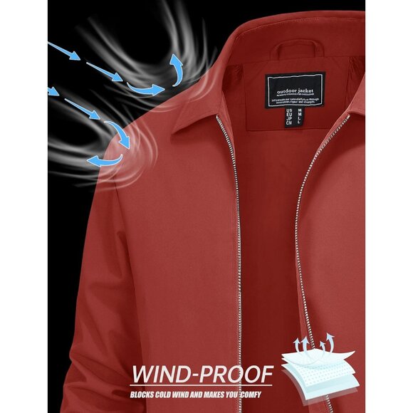 Men's Stylish Jackets Coat Orange Lightweight Casual Full Zip Up Pockets Golf - Picture 3 of 7